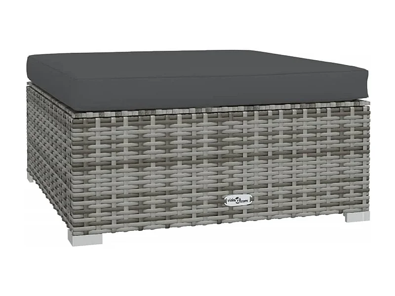 Layla Hope  Tuinvoetenbank met kussen 70x70x30 cm poly rattan grijs