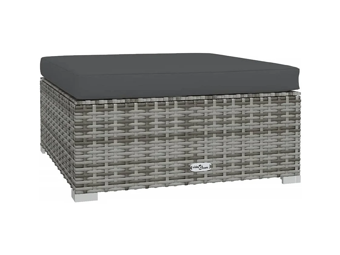 Layla Hope  Repose-pied de jardin et coussin Gris 70x70x30cm Résine tressée