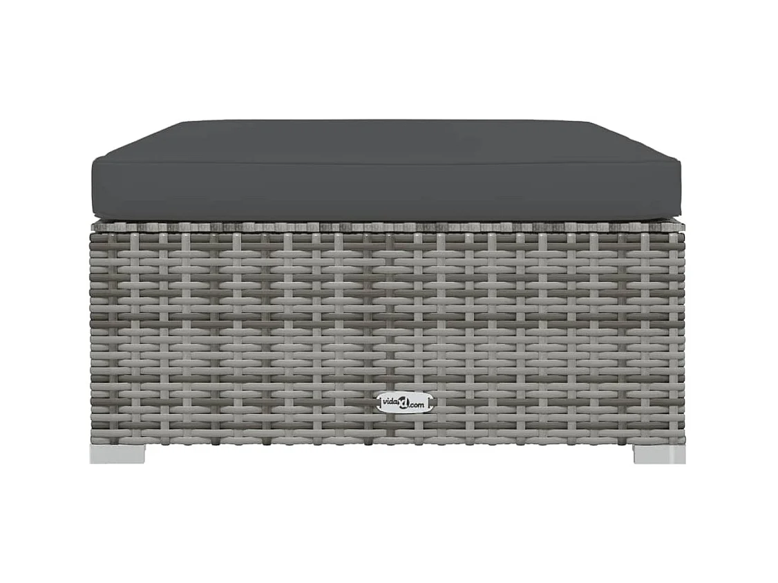 Layla Hope  Repose-pied de jardin et coussin Gris 70x70x30cm Résine tressée