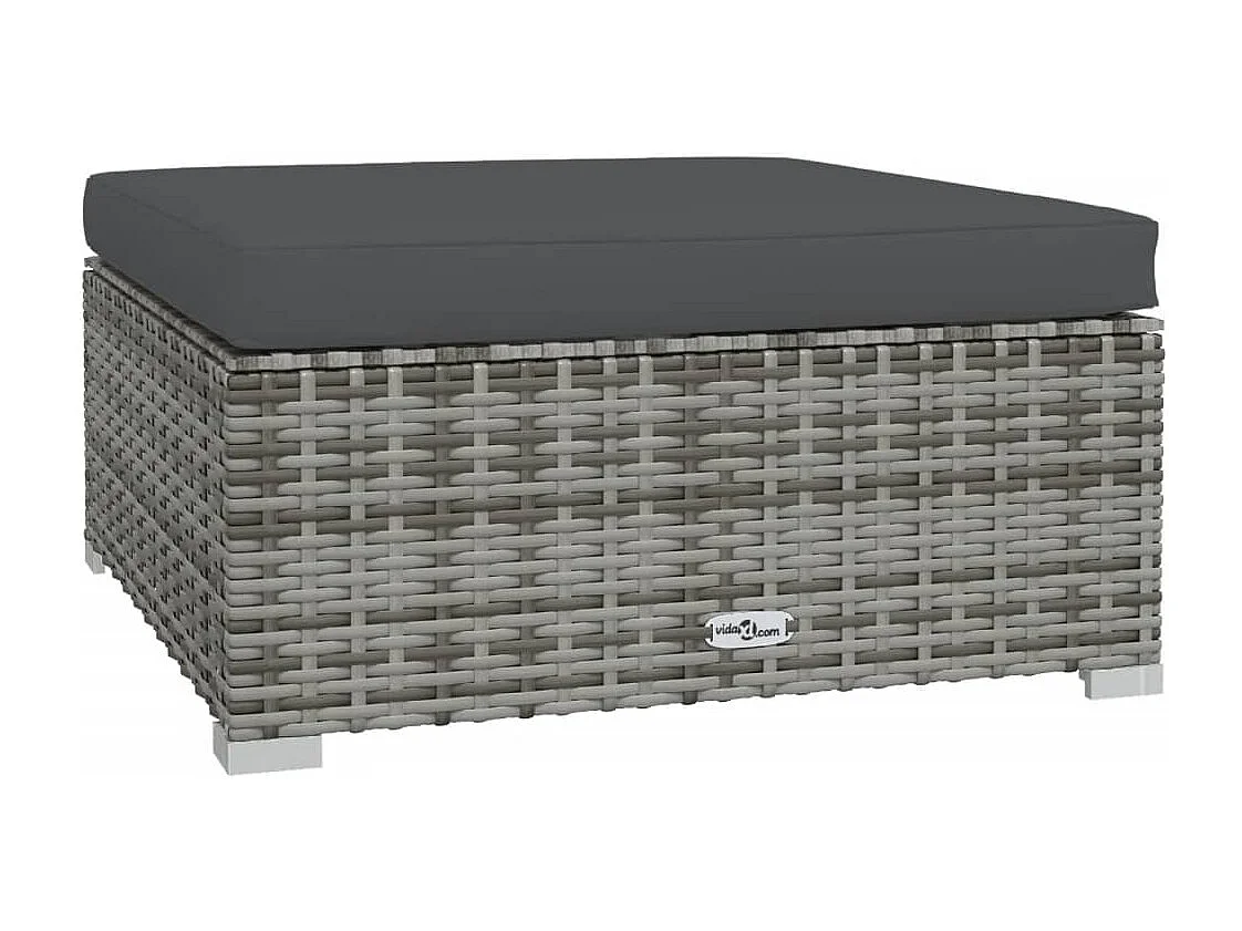 Layla Hope  Repose-pied de jardin et coussin Gris 70x70x30cm Résine tressée
