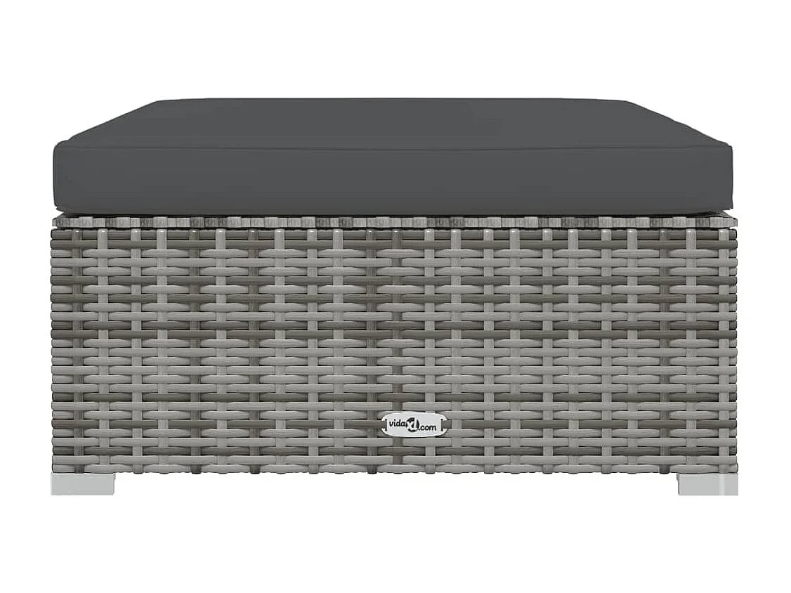 Layla Hope  Repose-pied de jardin et coussin Gris 70x70x30cm Résine tressée