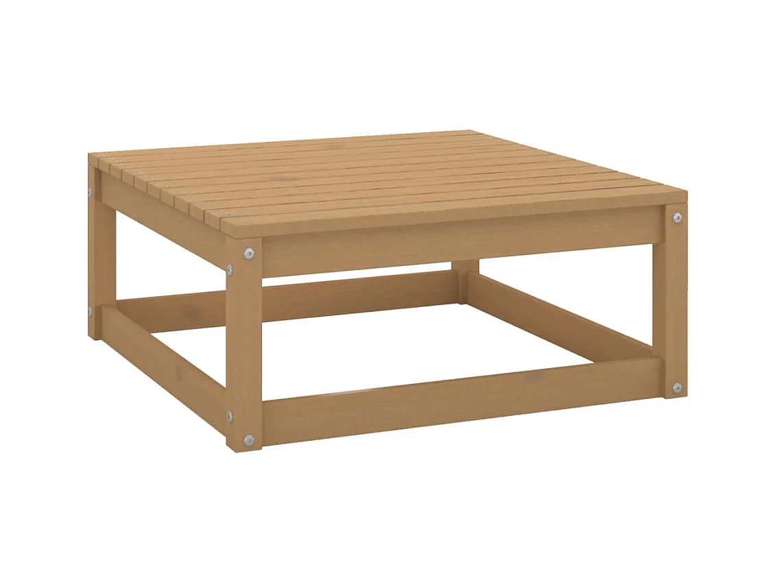 Koen  Repose-pied de jardin et coussin Marron miel Bois de pin massif