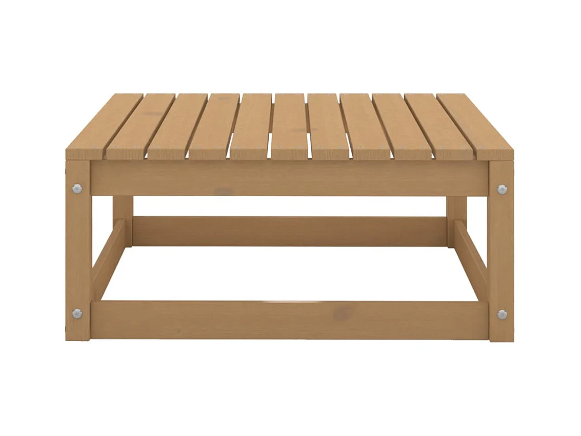 Koen  Repose-pied de jardin et coussin Marron miel Bois de pin massif