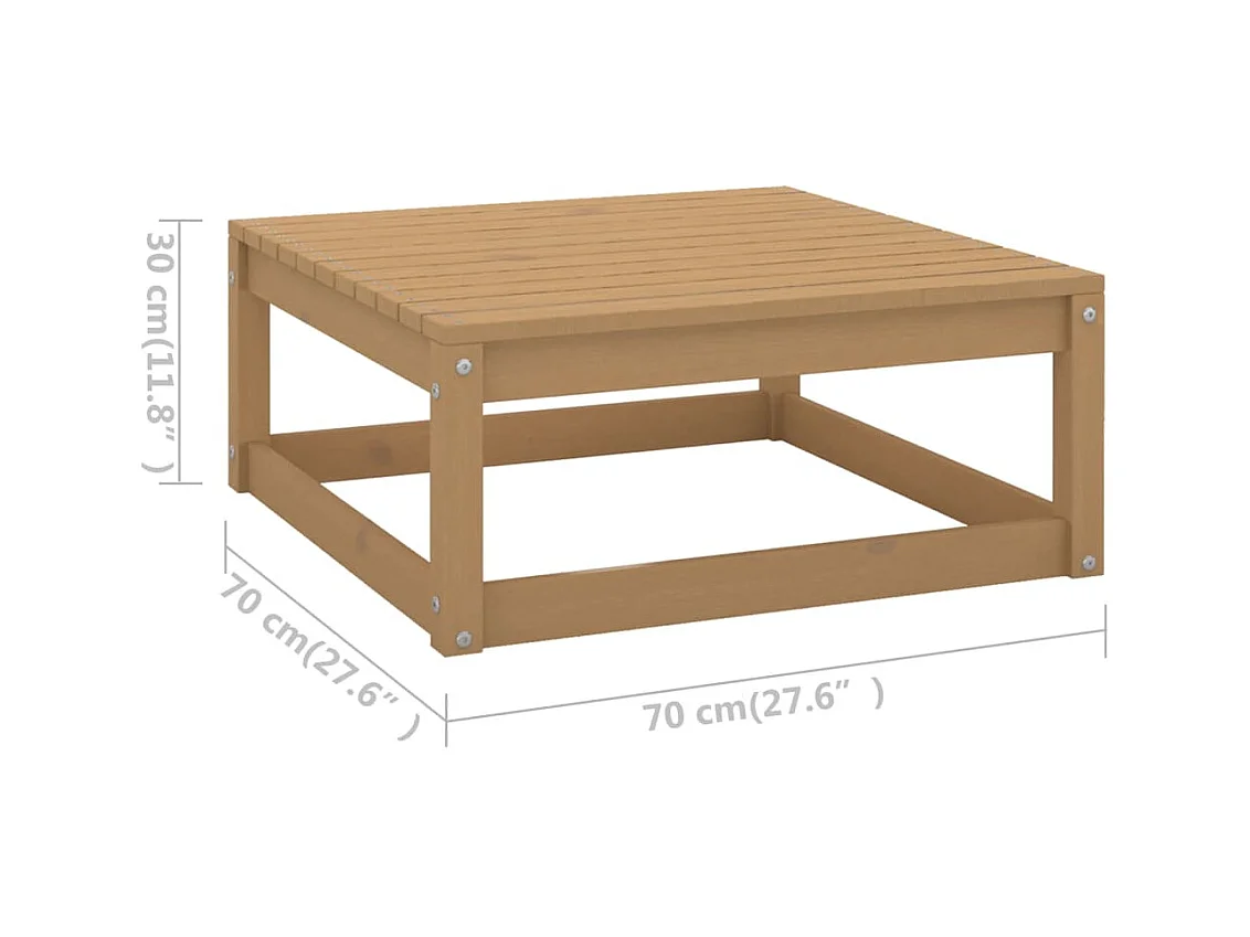 Koen  Repose-pied de jardin et coussin Marron miel Bois de pin massif