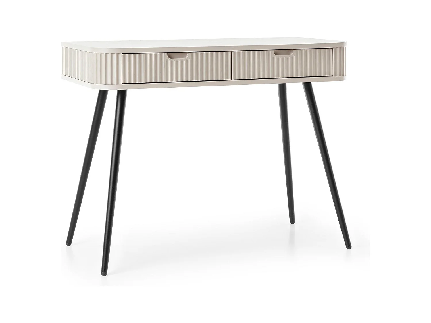 Console avec 2 tiroirs et pieds noirs mats, 103x80 cm