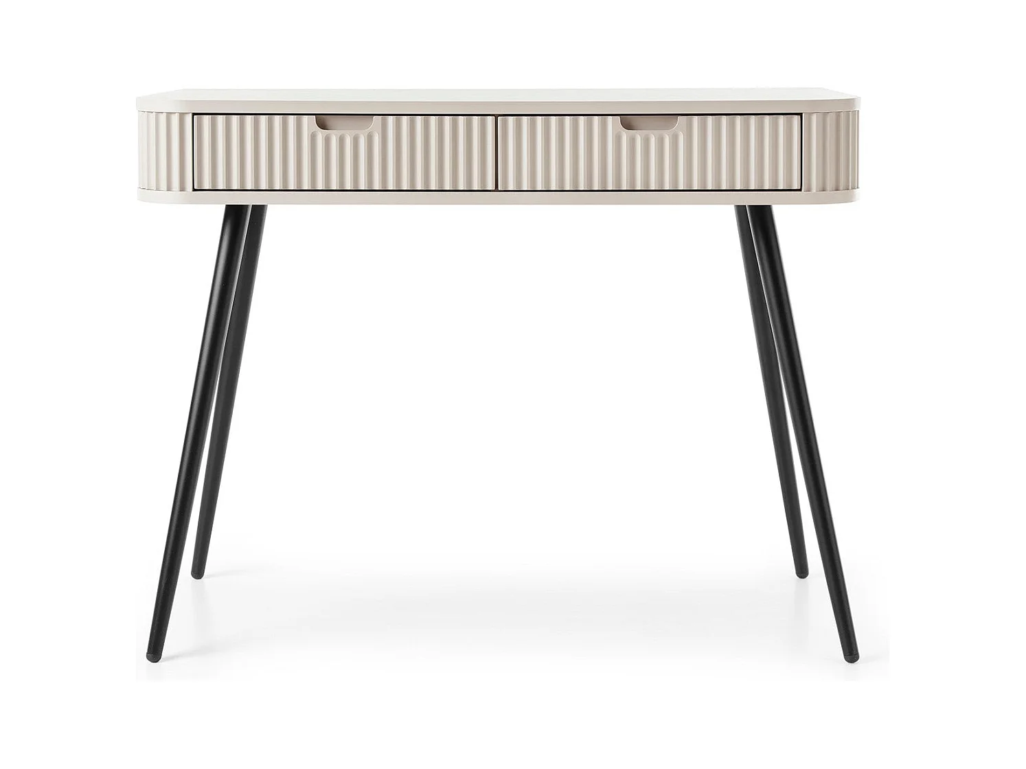 Console avec 2 tiroirs et pieds noirs mats, 103x80 cm