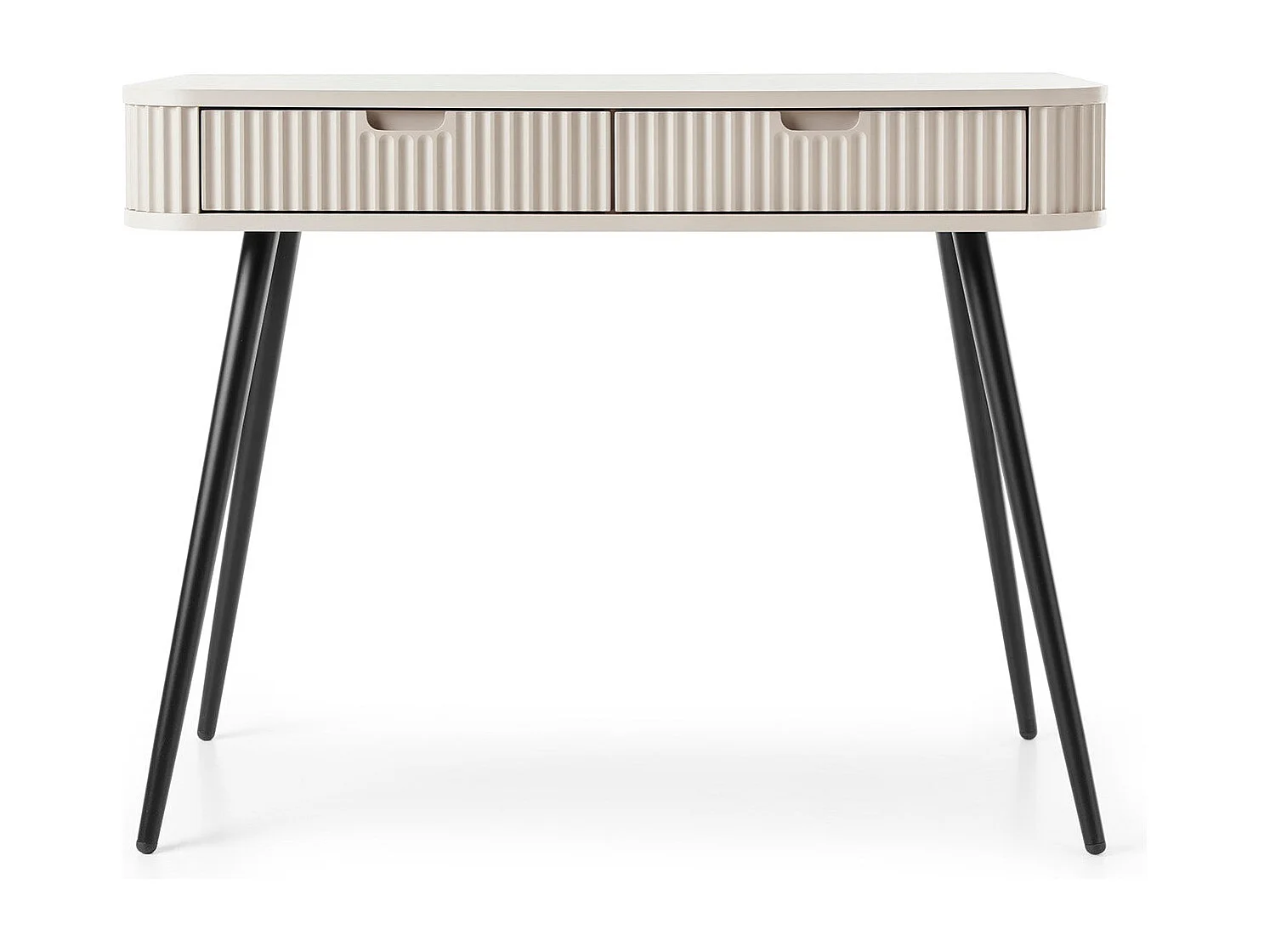 Console avec 2 tiroirs et pieds noirs mats, 103x80 cm