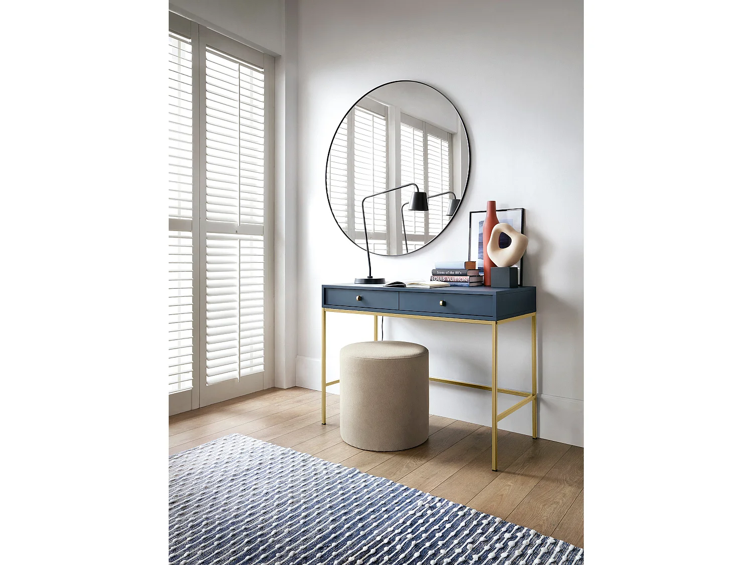 Console avec 2 tiroirs, 104x77 cm