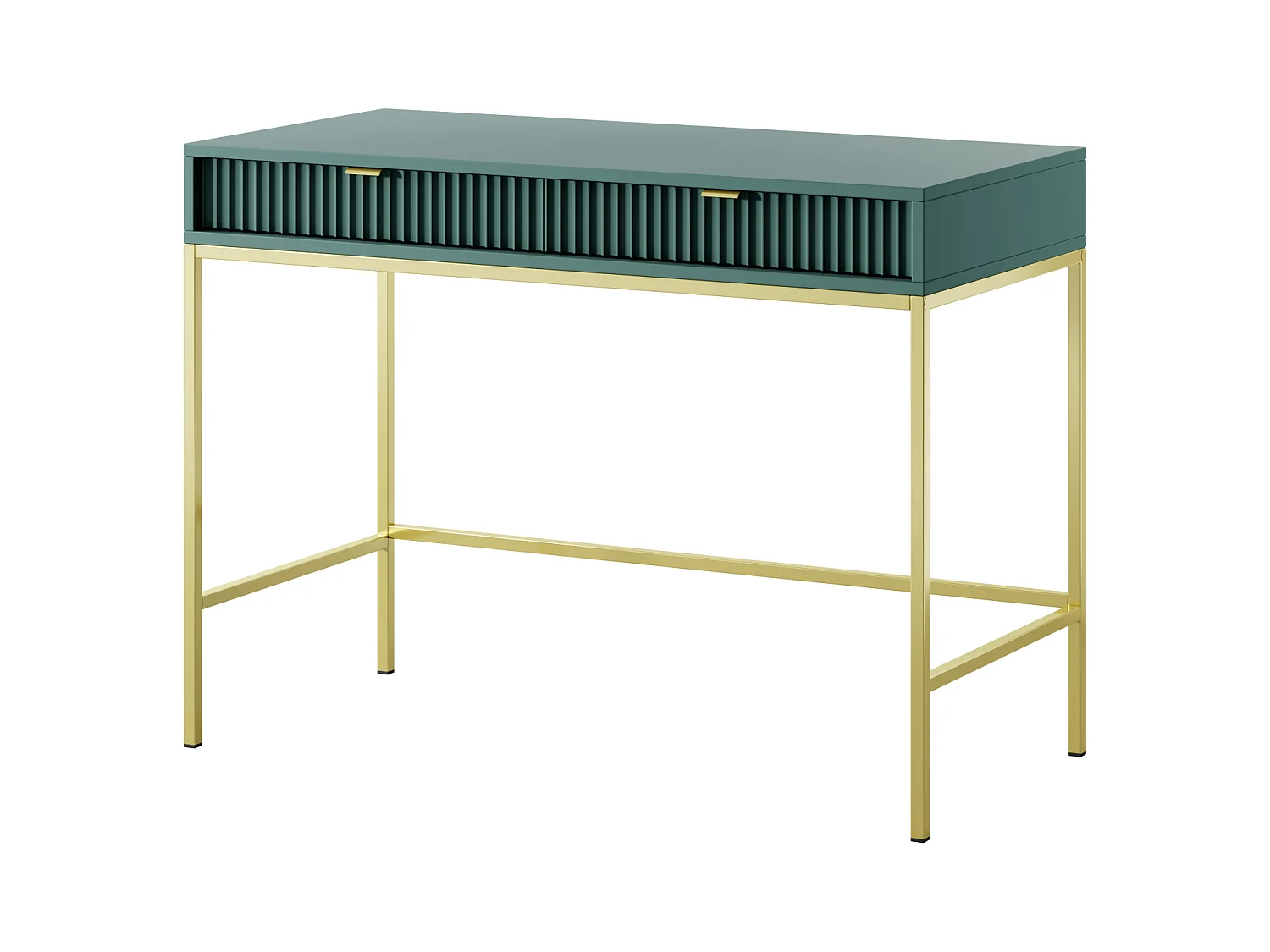 Konsolentisch mit 2 Schubladen und goldenen Metallfüßen 104x78 cm