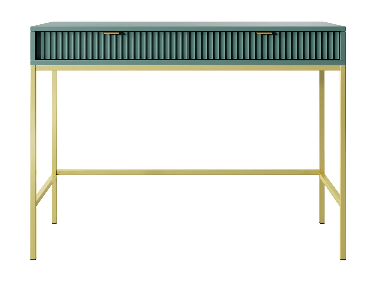 Konsolentisch mit 2 Schubladen und goldenen Metallfüßen 104x78 cm