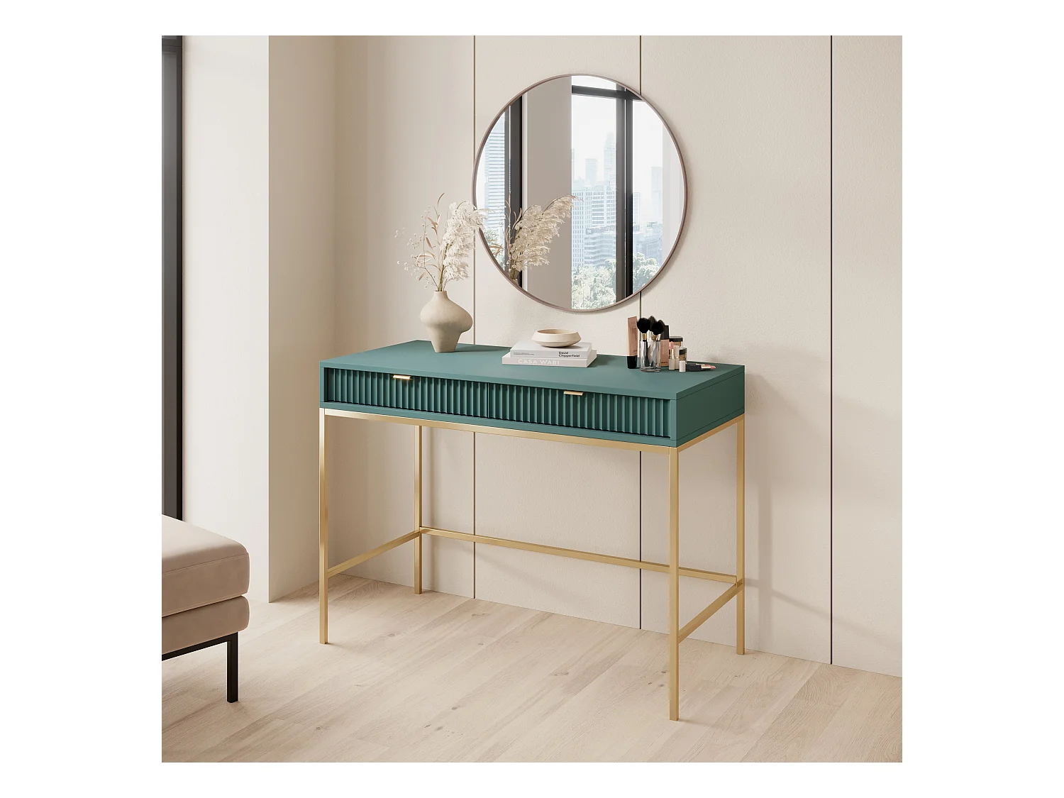 Console 2 laden met gouden metalen poten 104x78 cm