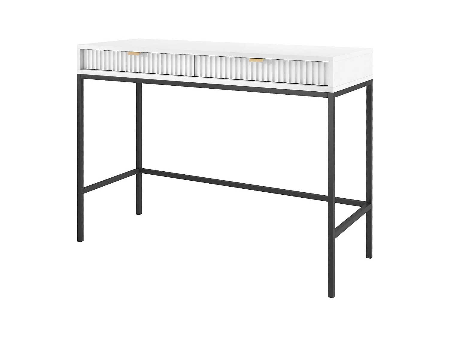 Konsolentisch mit 2 Schubladen und schwarzen Metallfüßen 104x78 cm