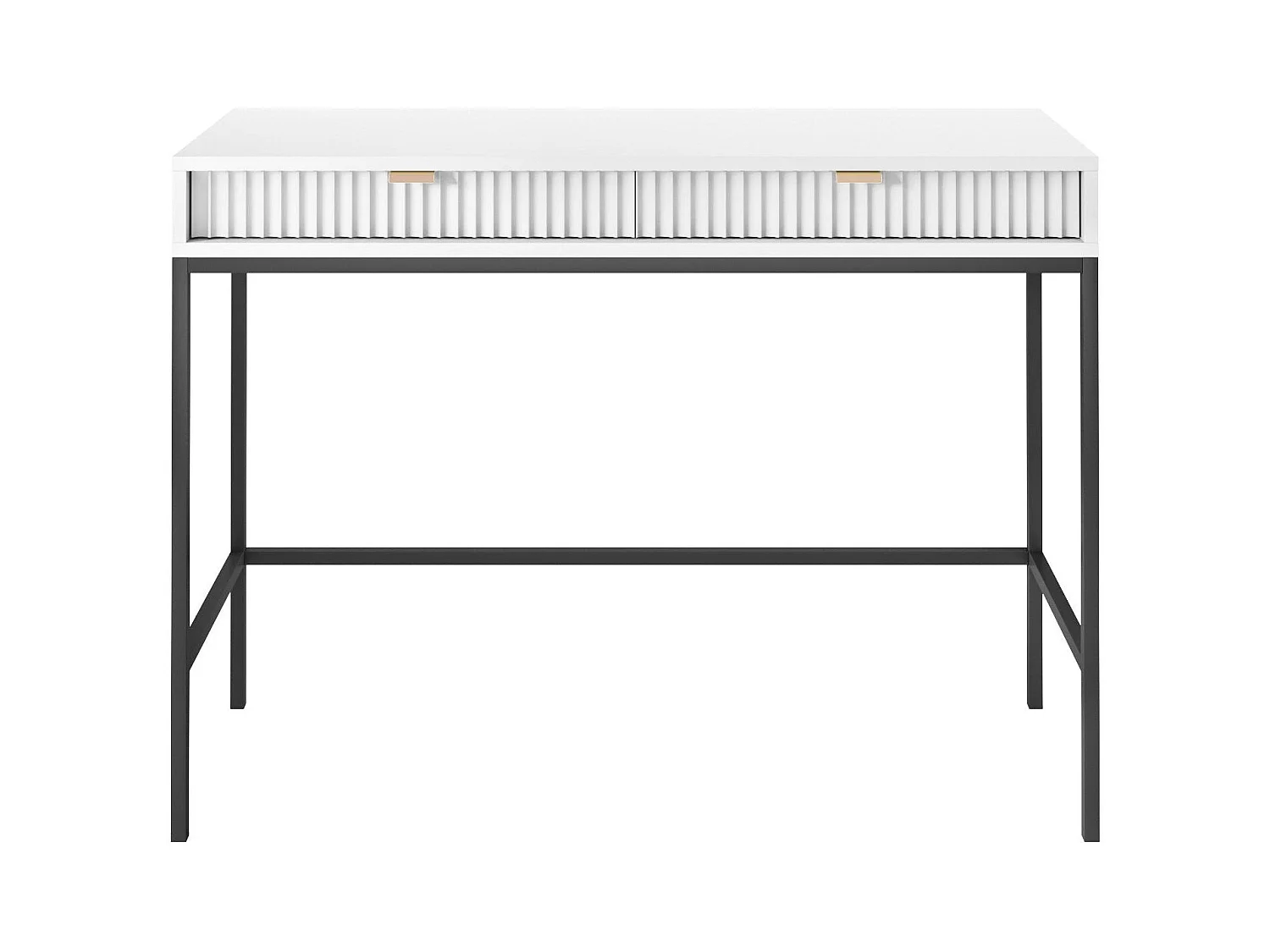 Konsolentisch mit 2 Schubladen und schwarzen Metallfüßen 104x78 cm