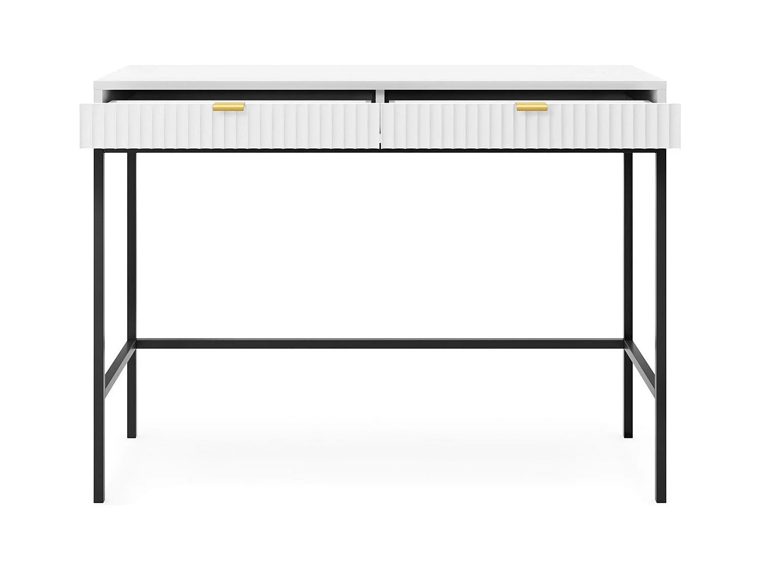 Konsolentisch mit 2 Schubladen und schwarzen Metallfüßen 104x78 cm