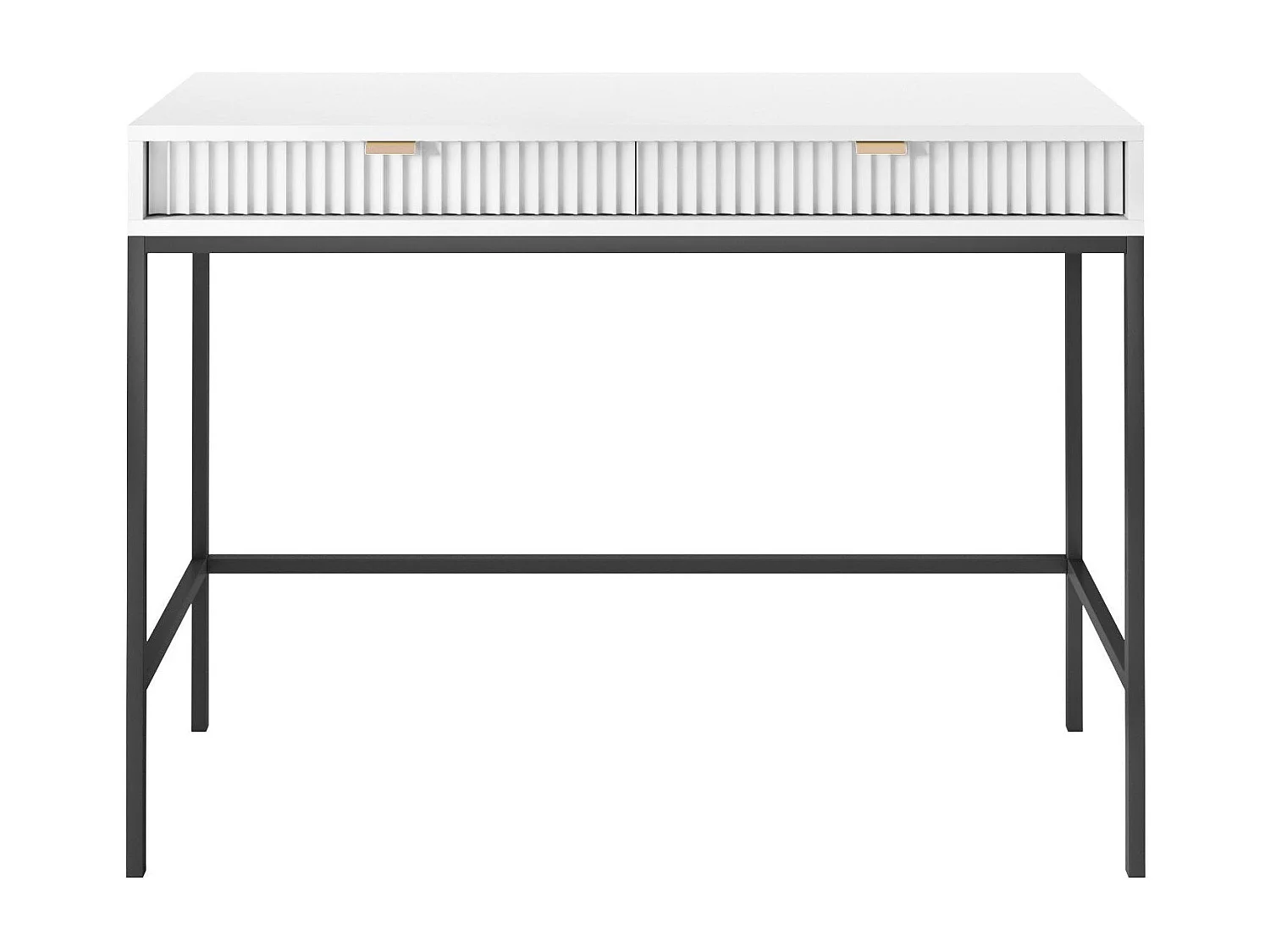 Console 2 tiroirs avec pieds en métal noir 104x78 cm