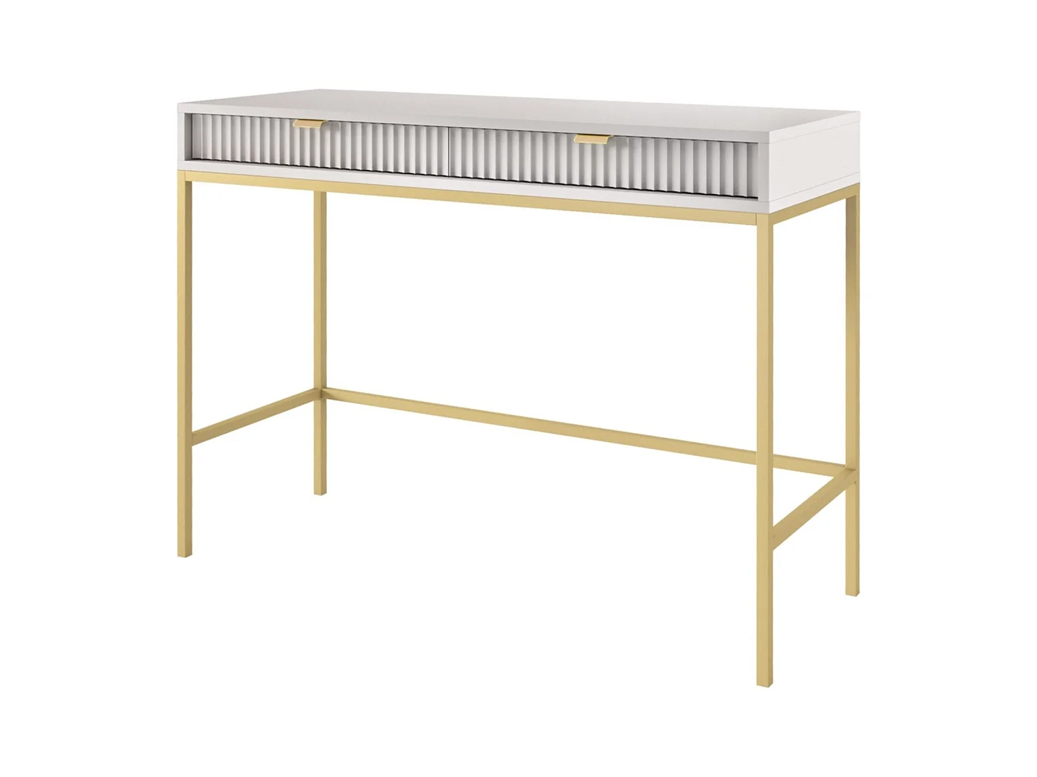 Console 2 tiroirs avec pieds en métal doré 104x78 cm