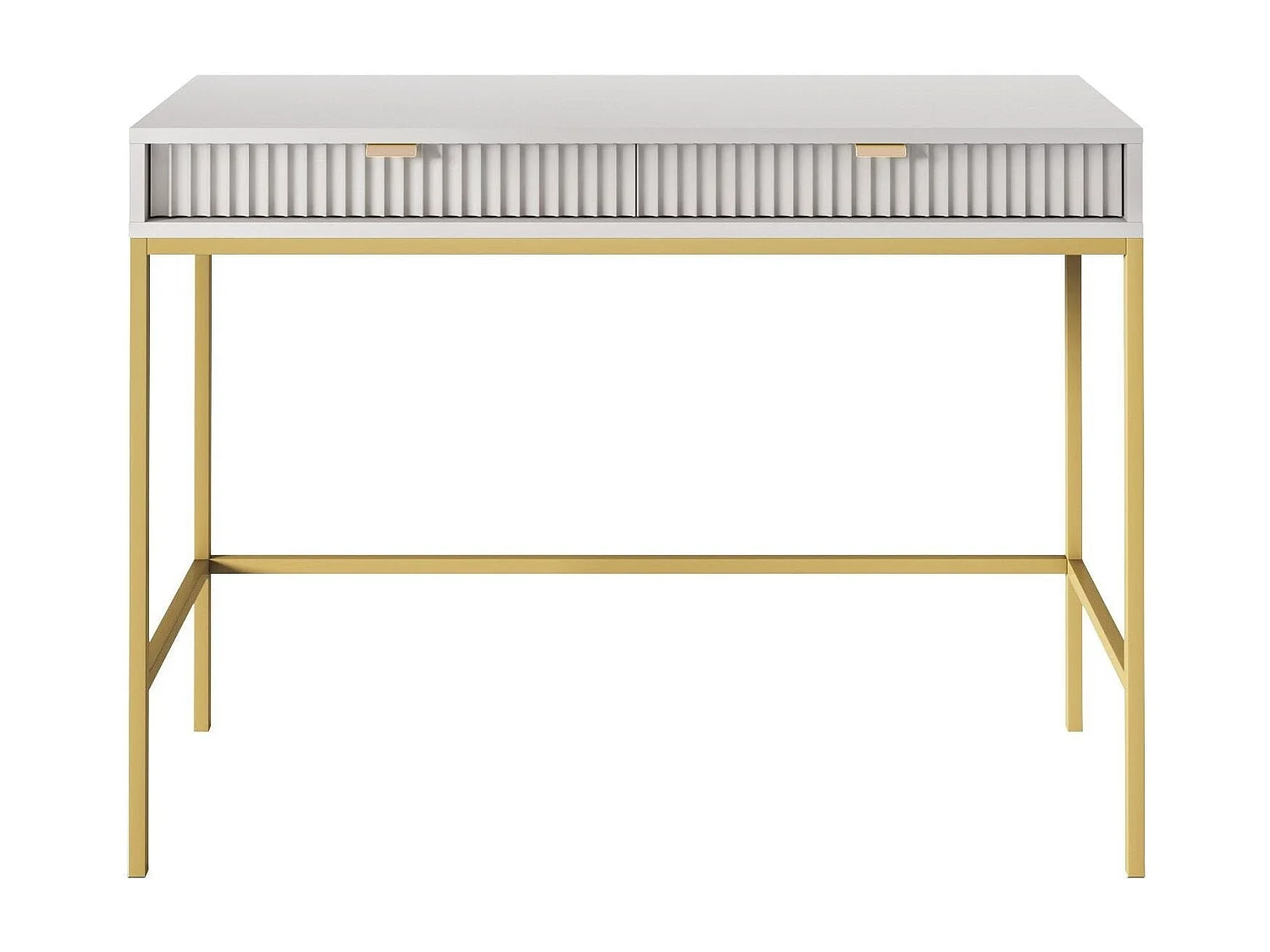 Console 2 tiroirs avec pieds en métal doré 104x78 cm