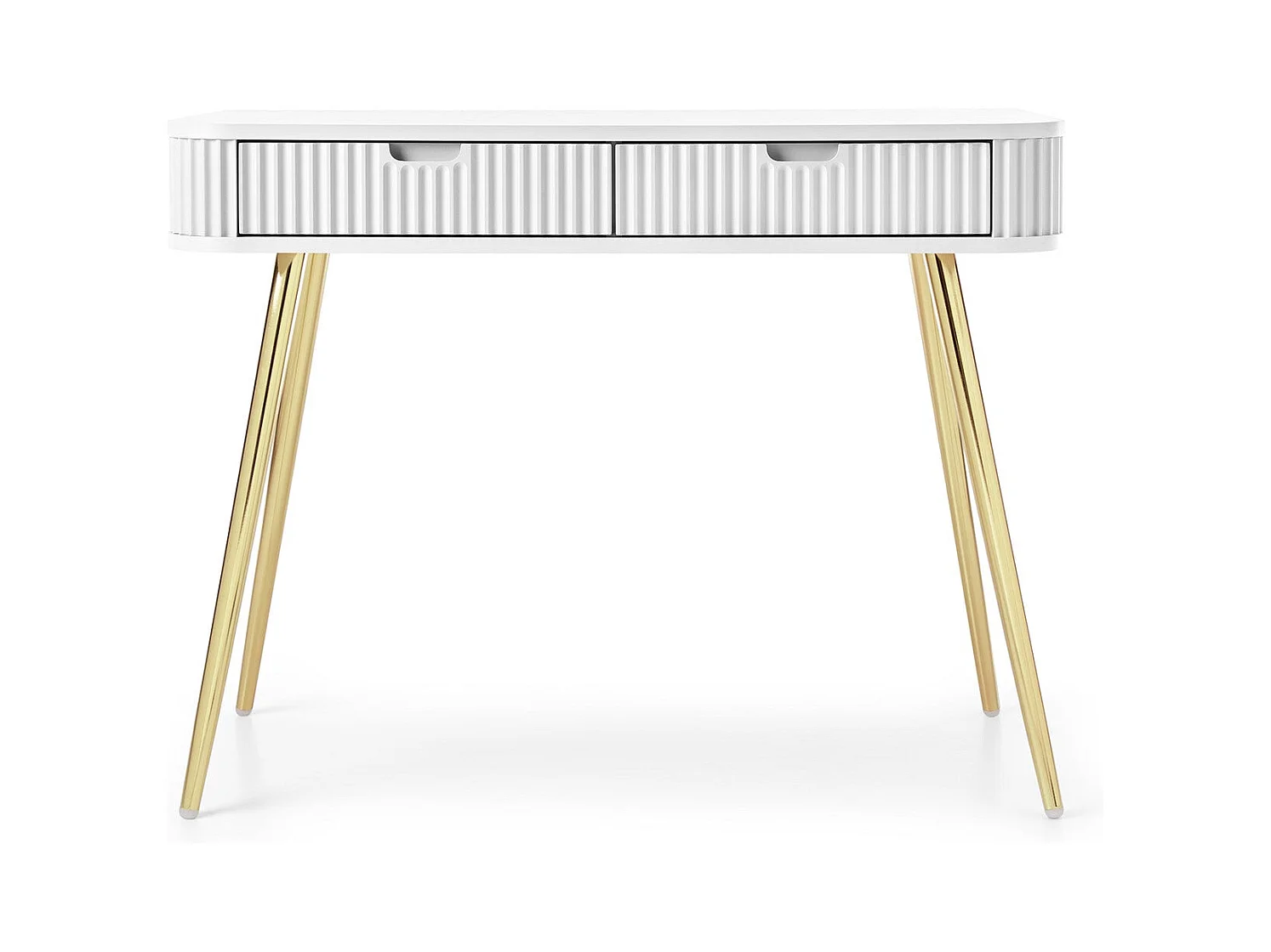 Console 2 tiroirs avec pieds dorés mats 103x80 cm