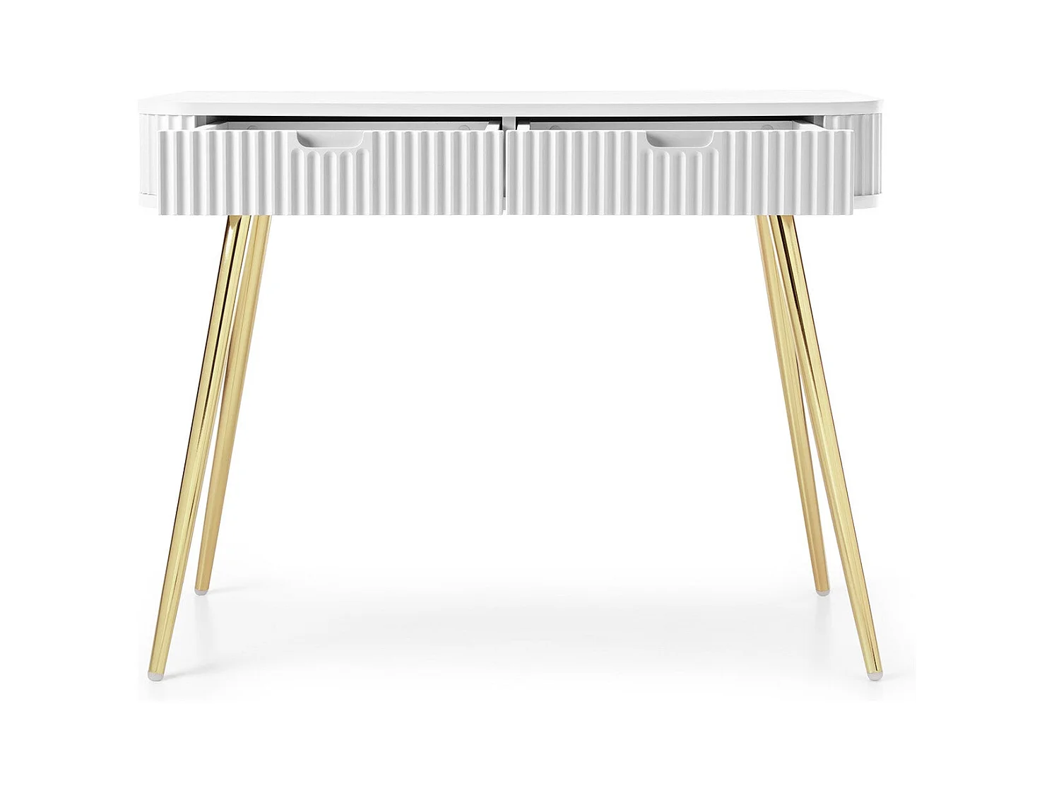 Console 2 tiroirs avec pieds dorés mats 103x80 cm