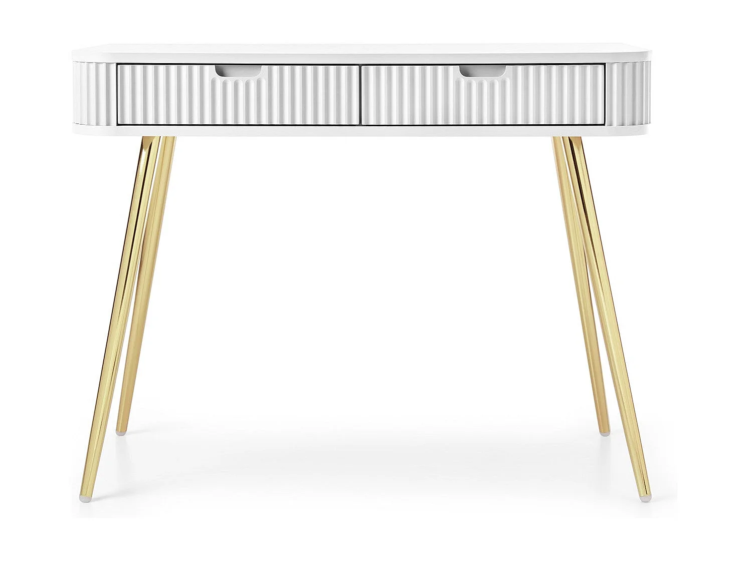 Console 2 tiroirs avec pieds dorés mats 103x80 cm