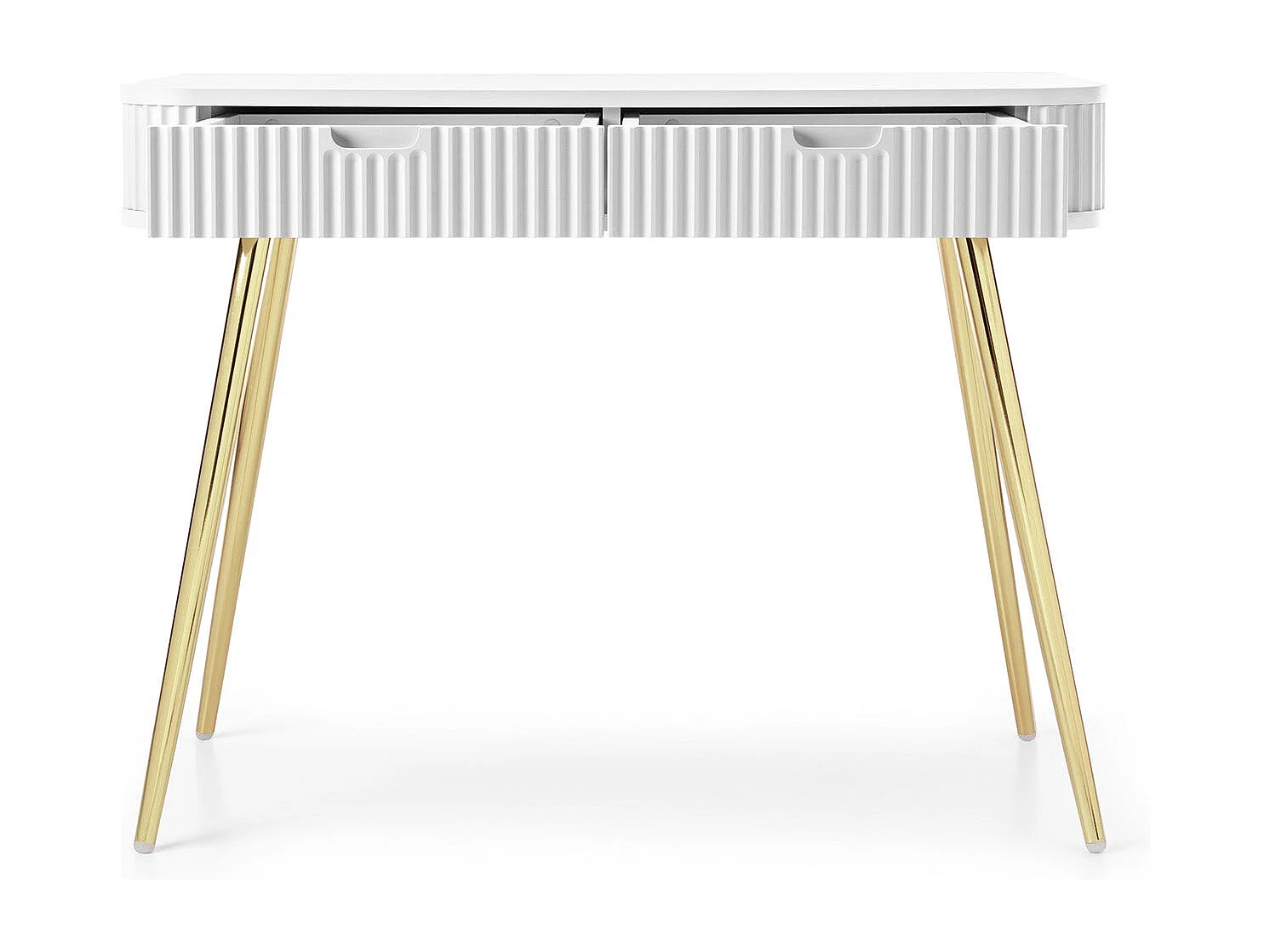 Console 2 tiroirs avec pieds dorés mats 103x80 cm