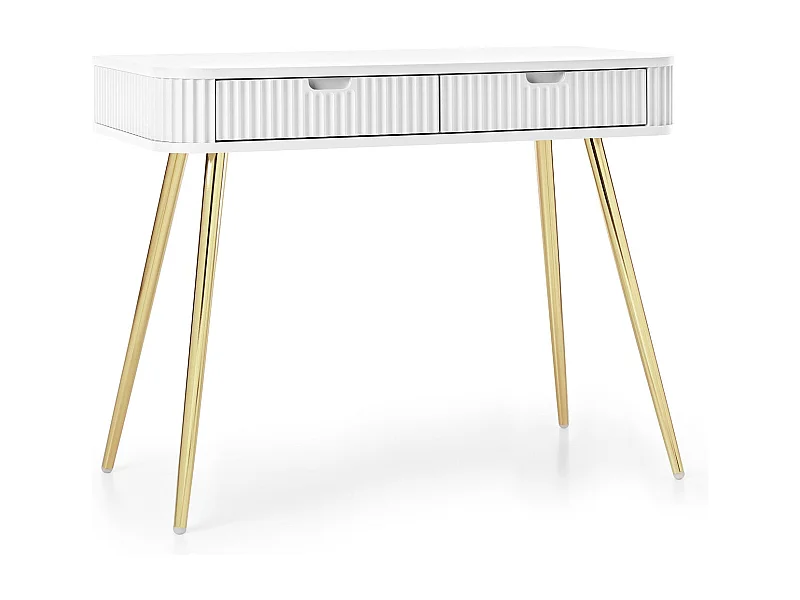 Console 2 tiroirs avec pieds dorés mats 103x80 cm