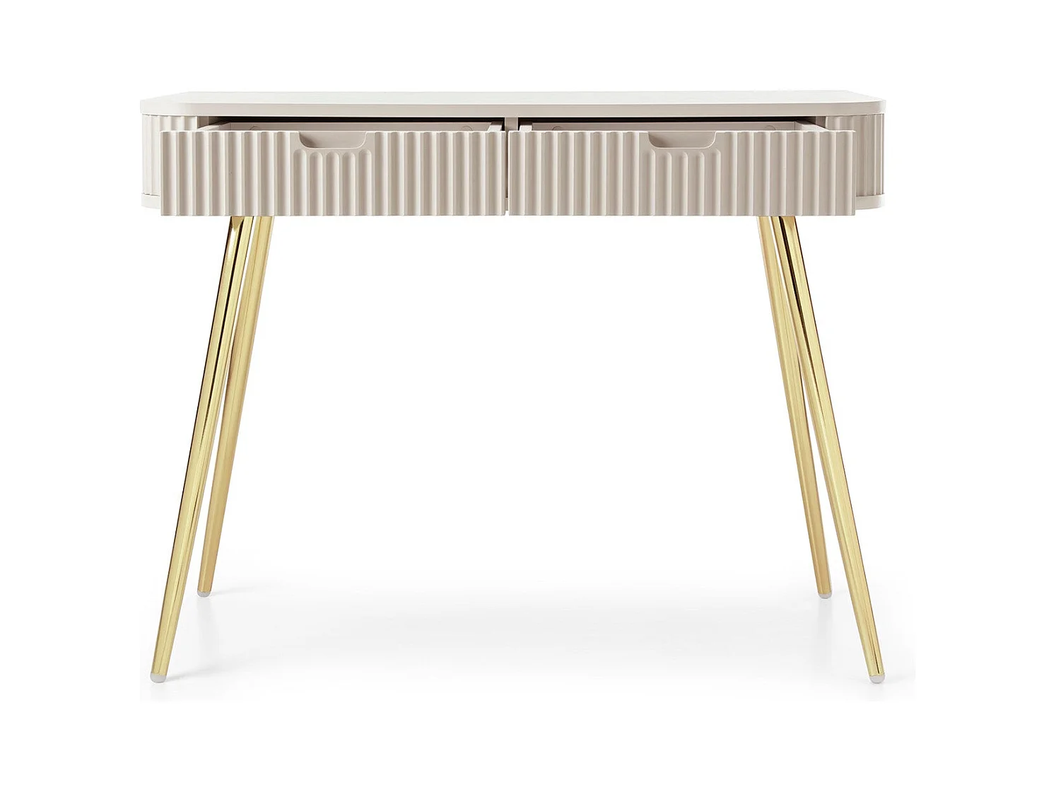 Console 2 tiroirs avec pieds dorés mats 103x80 cm