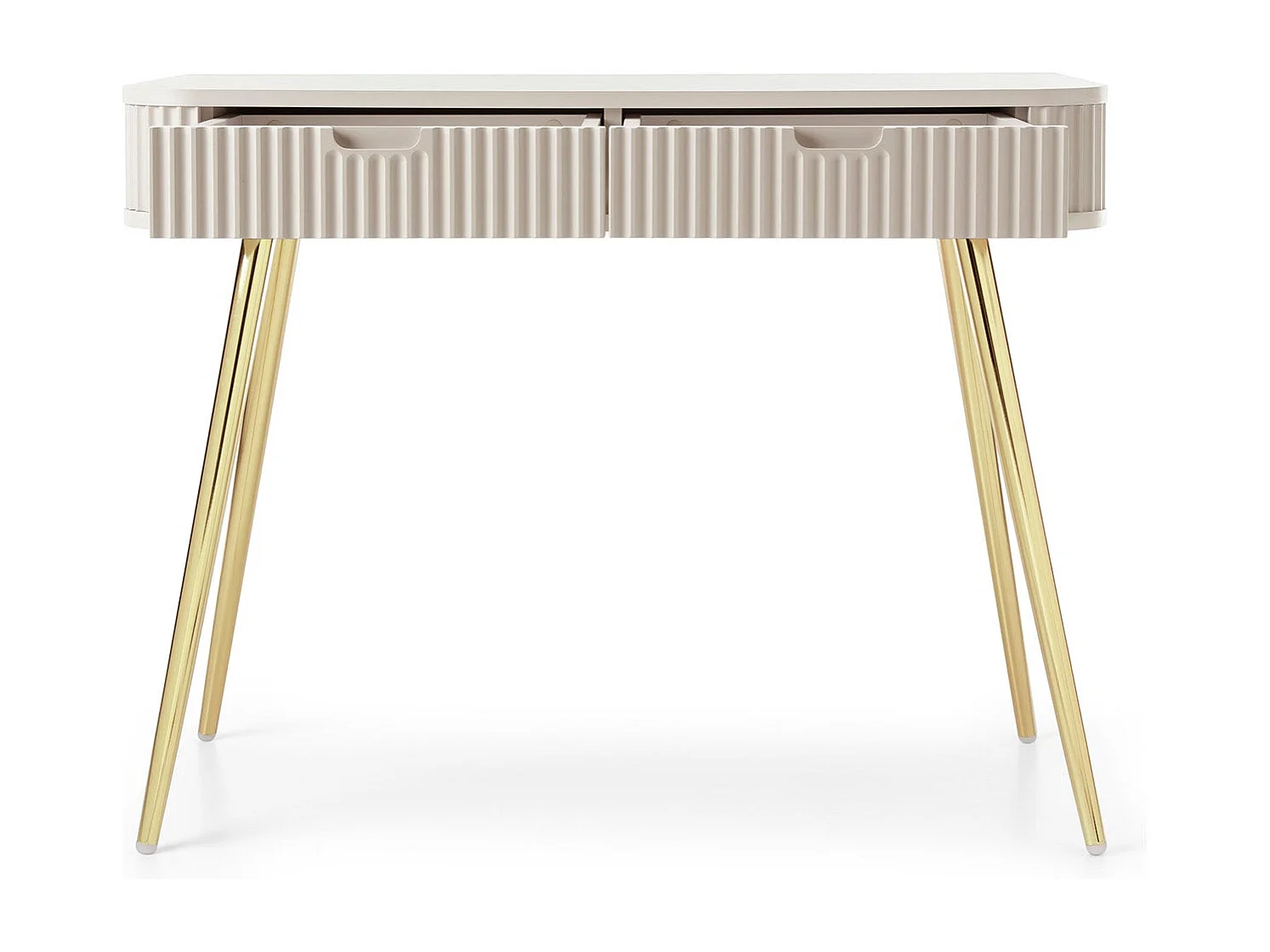 Console 2 tiroirs avec pieds dorés mats 103x80 cm