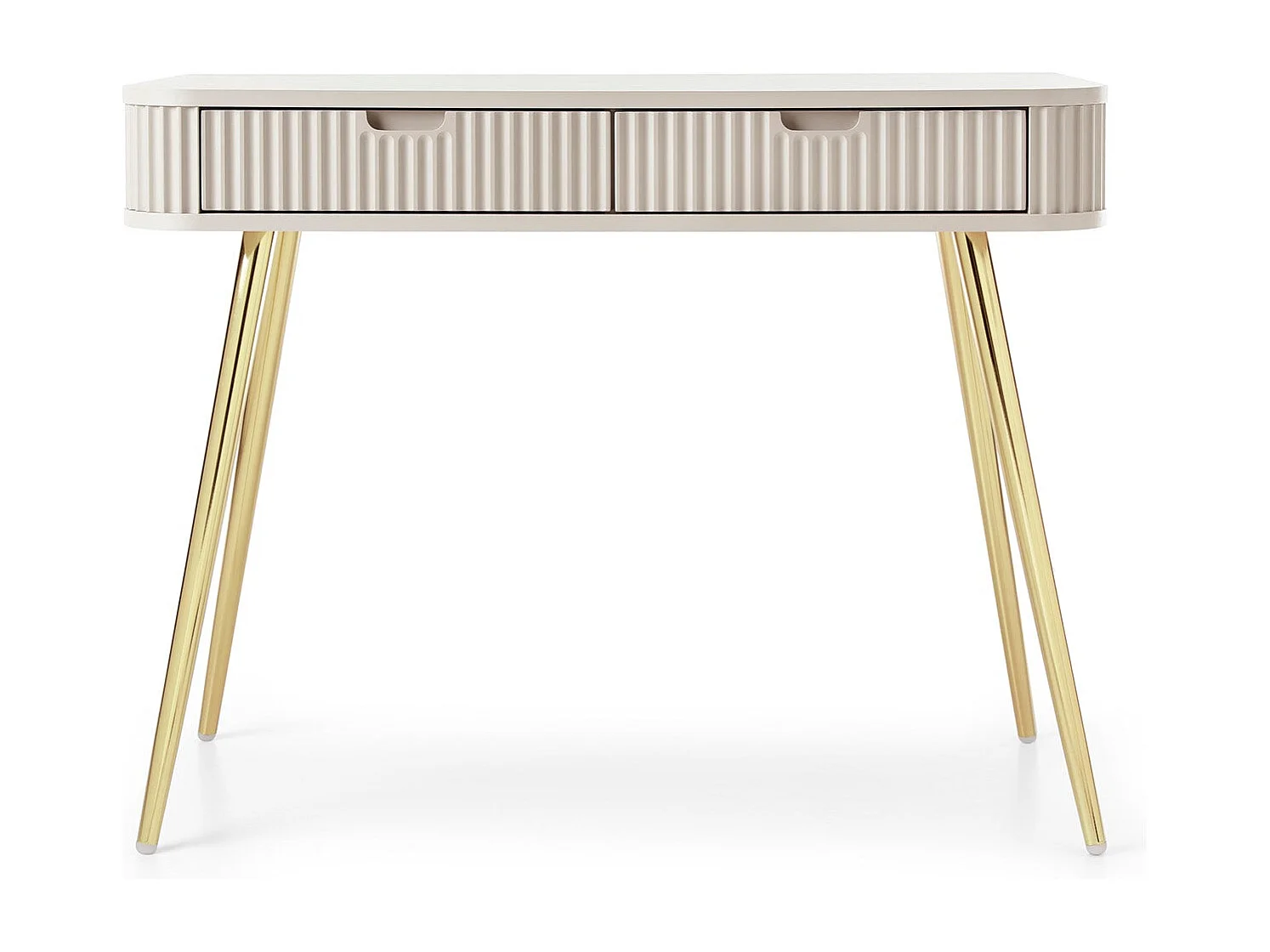 Console 2 tiroirs avec pieds dorés mats 103x80 cm