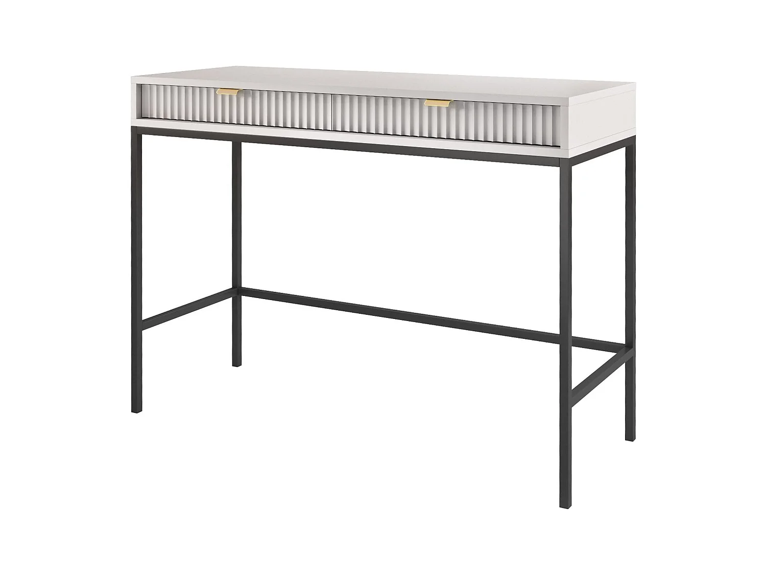 Konsolentisch mit 2 Schubladen und schwarzen Metallfüßen 104x78 cm