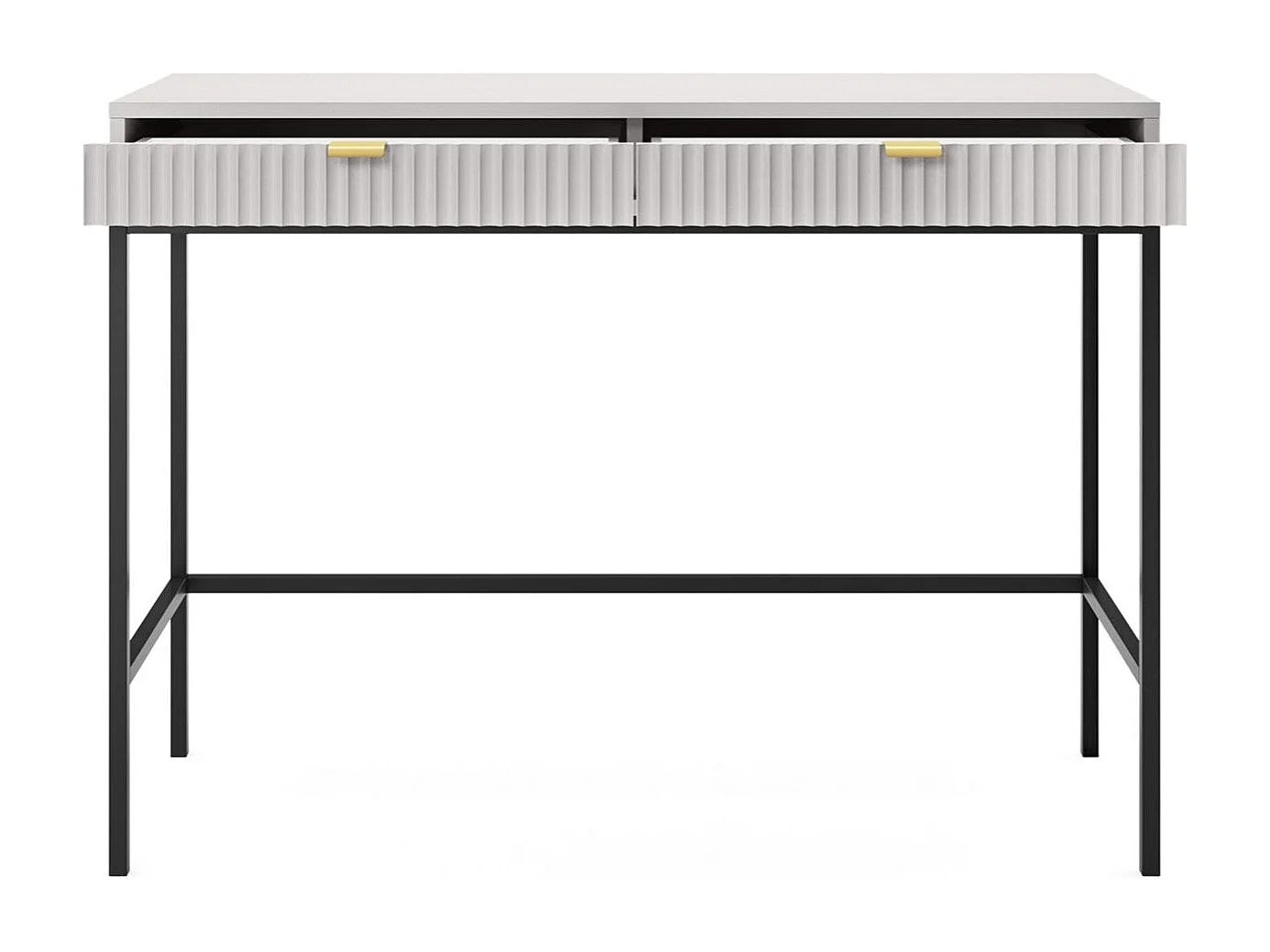 Console 2 laden met zwarte metalen poten 104x78 cm