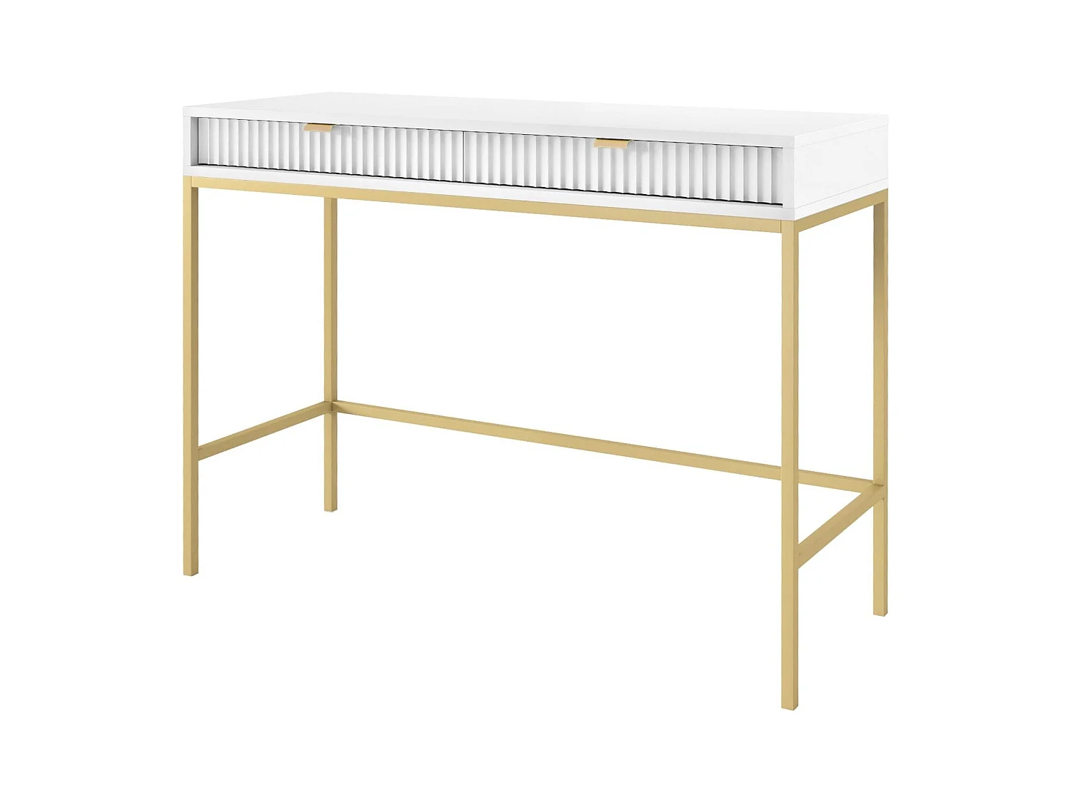 Console 2 tiroirs avec pieds en métal doré 104x78 cm