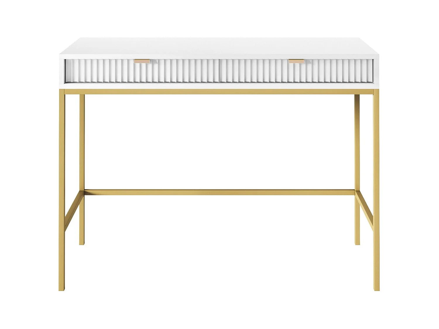 Console 2 tiroirs avec pieds en métal doré 104x78 cm