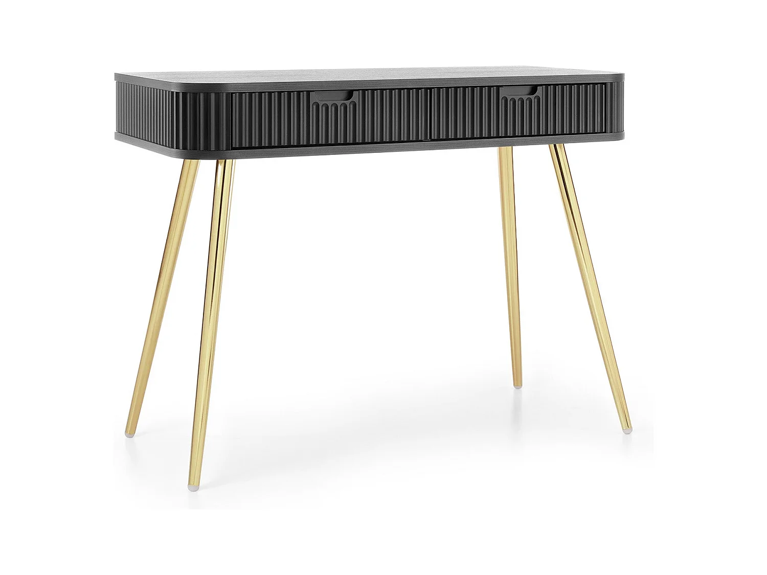 Konsolentisch mit 2 Schubladen und mattgoldenen Füßen 103x80 cm