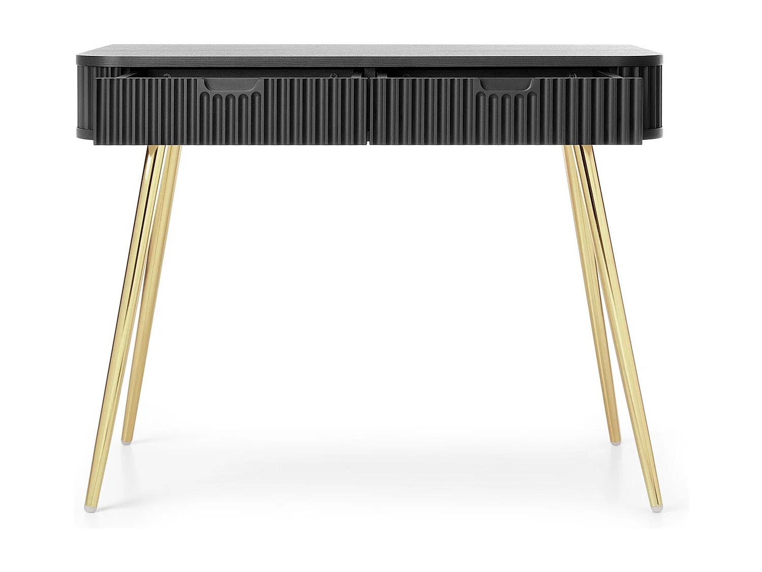 Console 2 tiroirs avec pieds dorés mats 103x80 cm