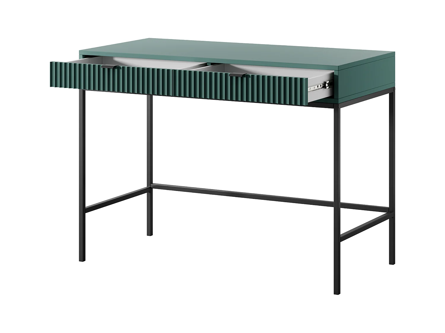 Konsolentisch mit 2 Schubladen und schwarzen Metallfüßen 104x78 cm