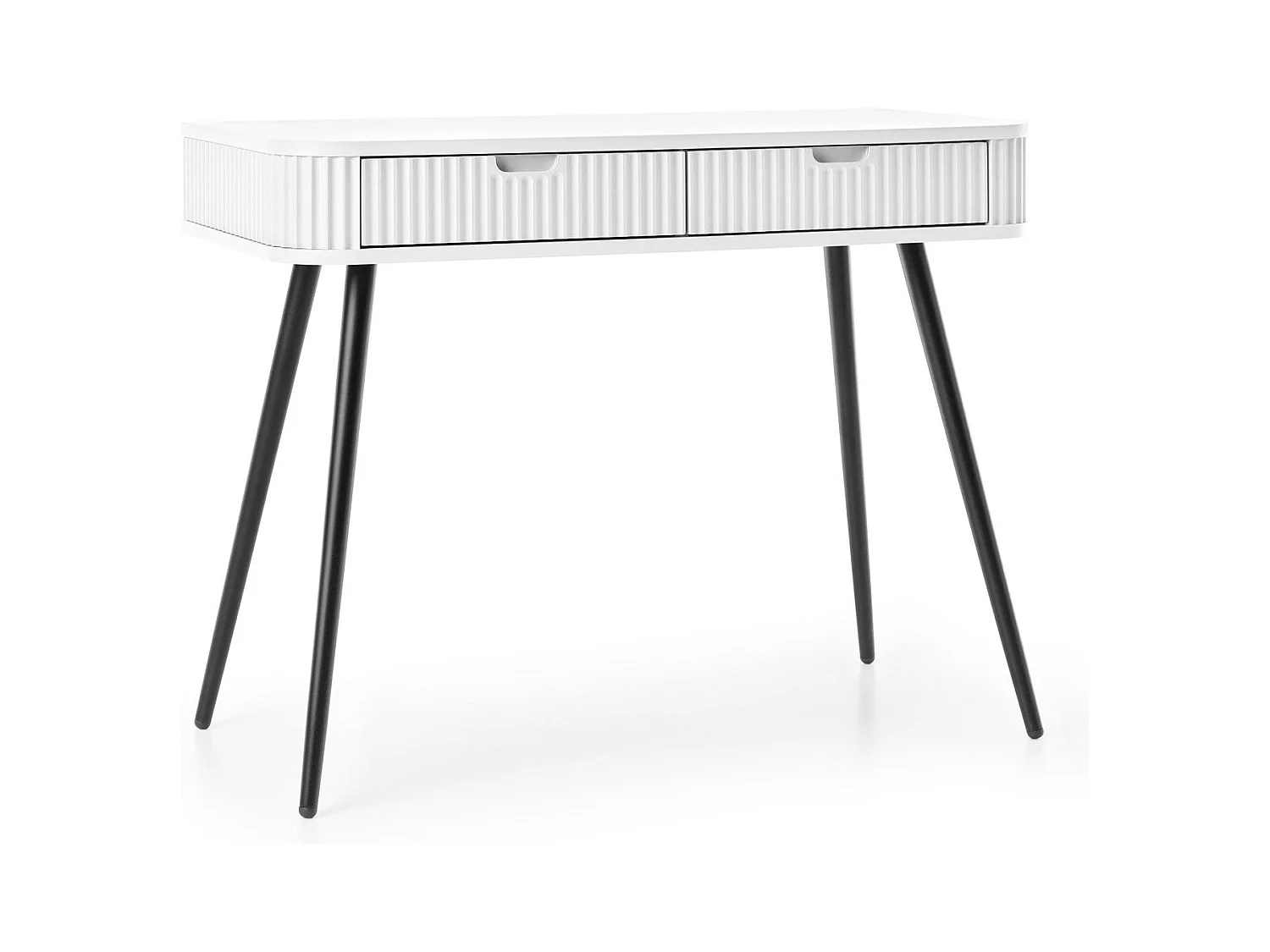 Console avec 2 tiroirs et pieds noirs mats, 103x80 cm