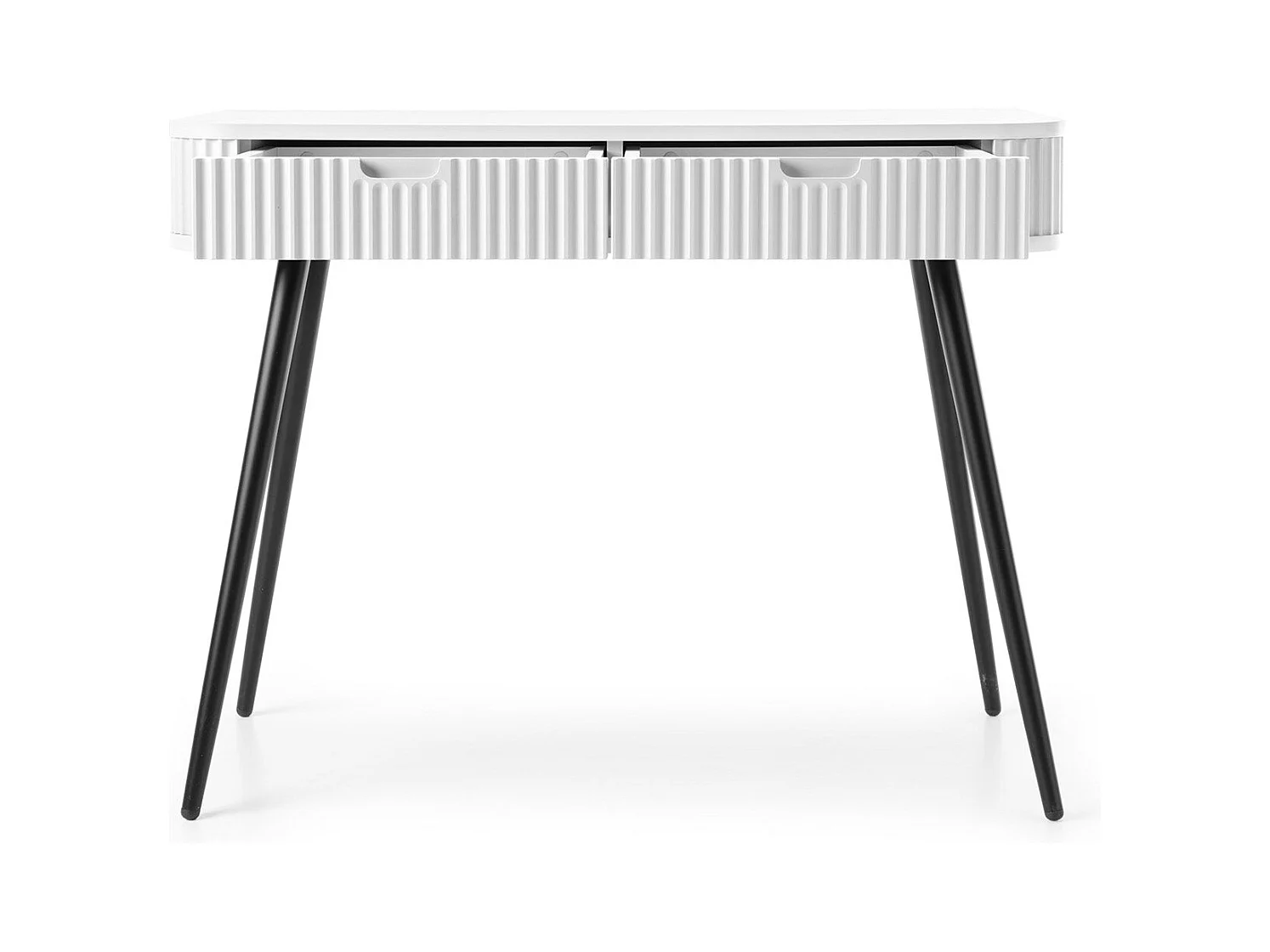Console avec 2 tiroirs et pieds noirs mats, 103x80 cm