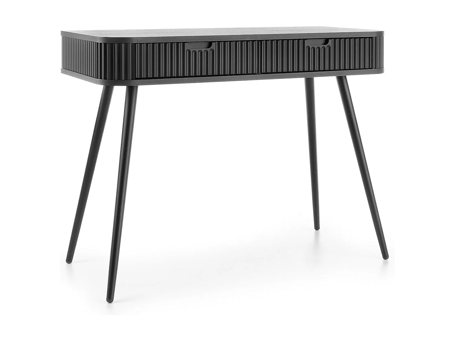 Console met 2 lades en zwarte vloermatten, 103x80 cm