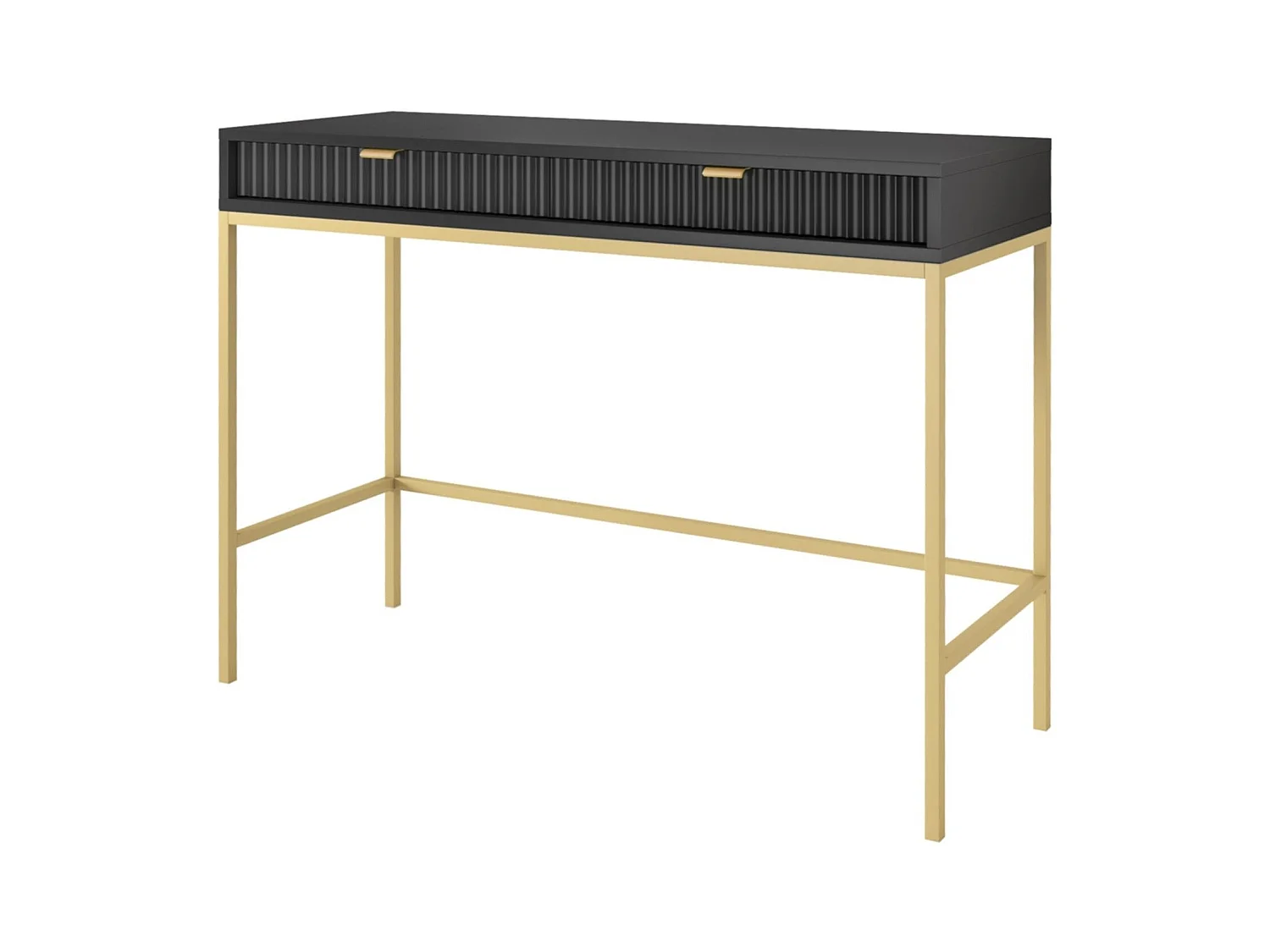 Console 2 tiroirs avec pieds en métal doré 104x78 cm