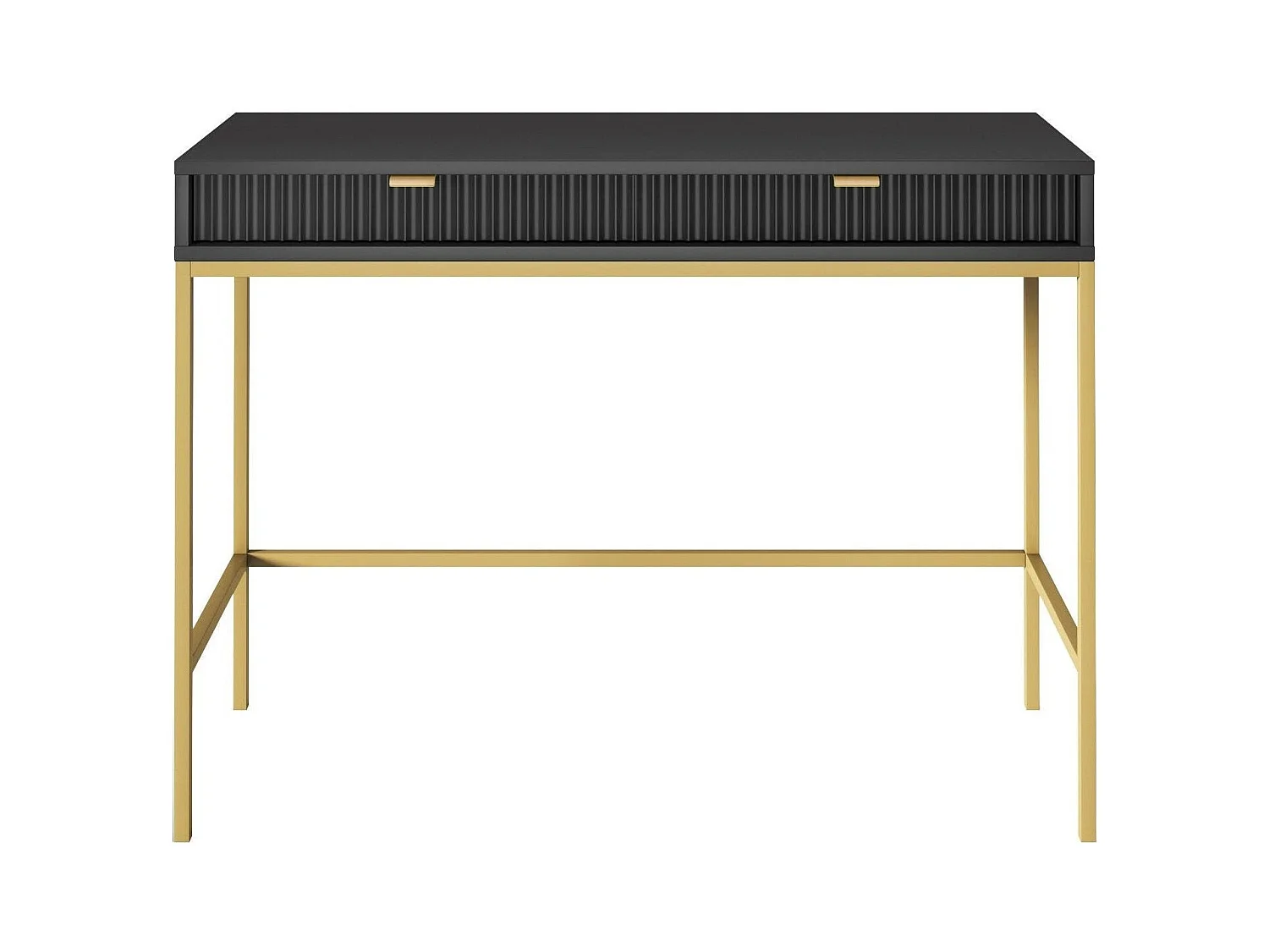 Console 2 tiroirs avec pieds en métal doré 104x78 cm