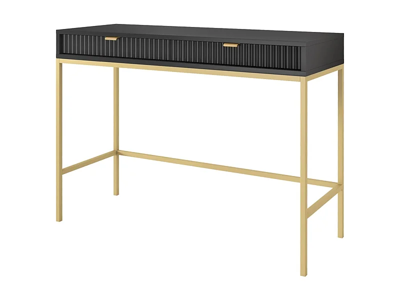 Console 2 tiroirs avec pieds en métal doré 104x78 cm