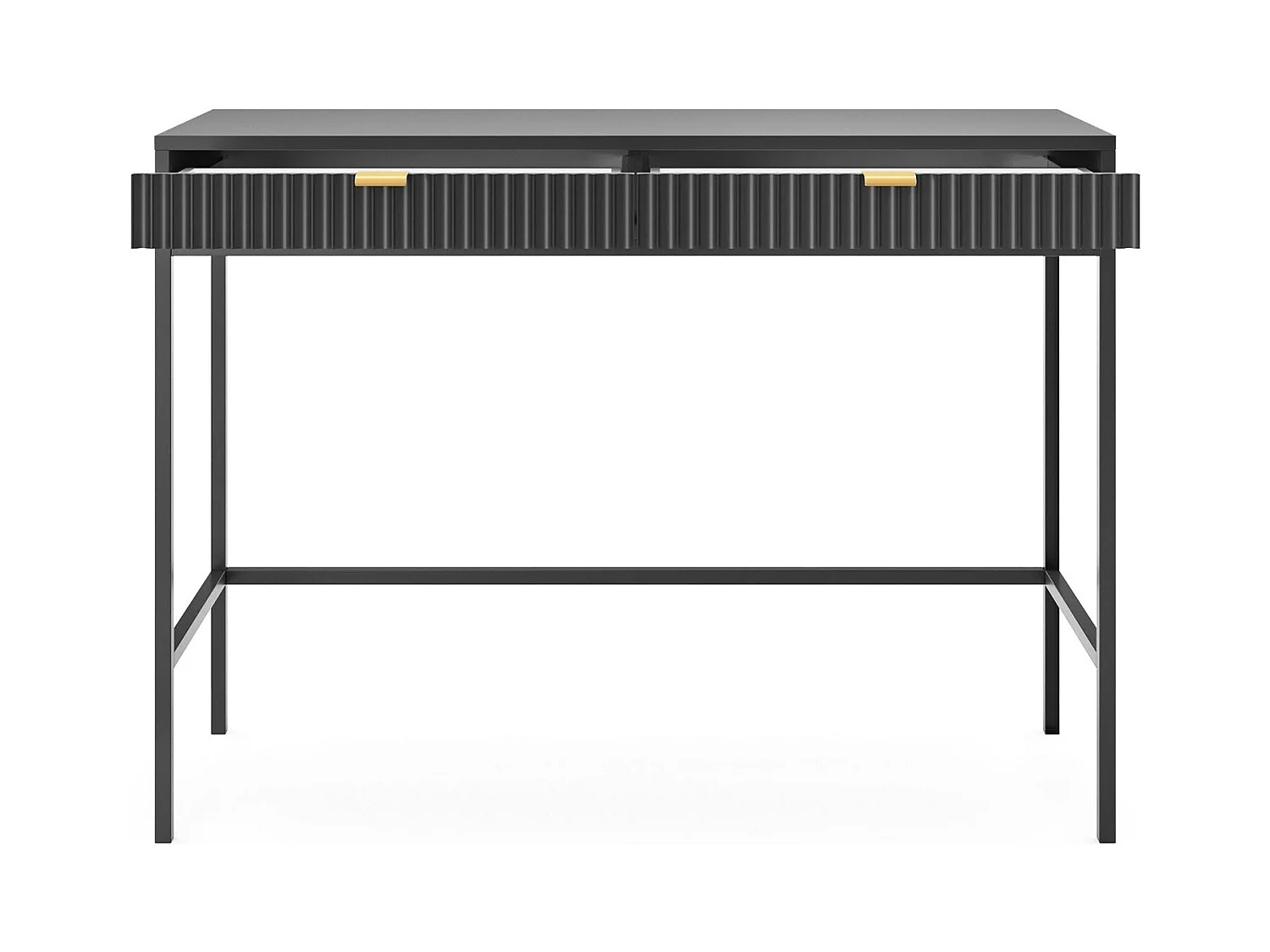 Konsolentisch mit 2 Schubladen und schwarzen Metallfüßen 104x78 cm