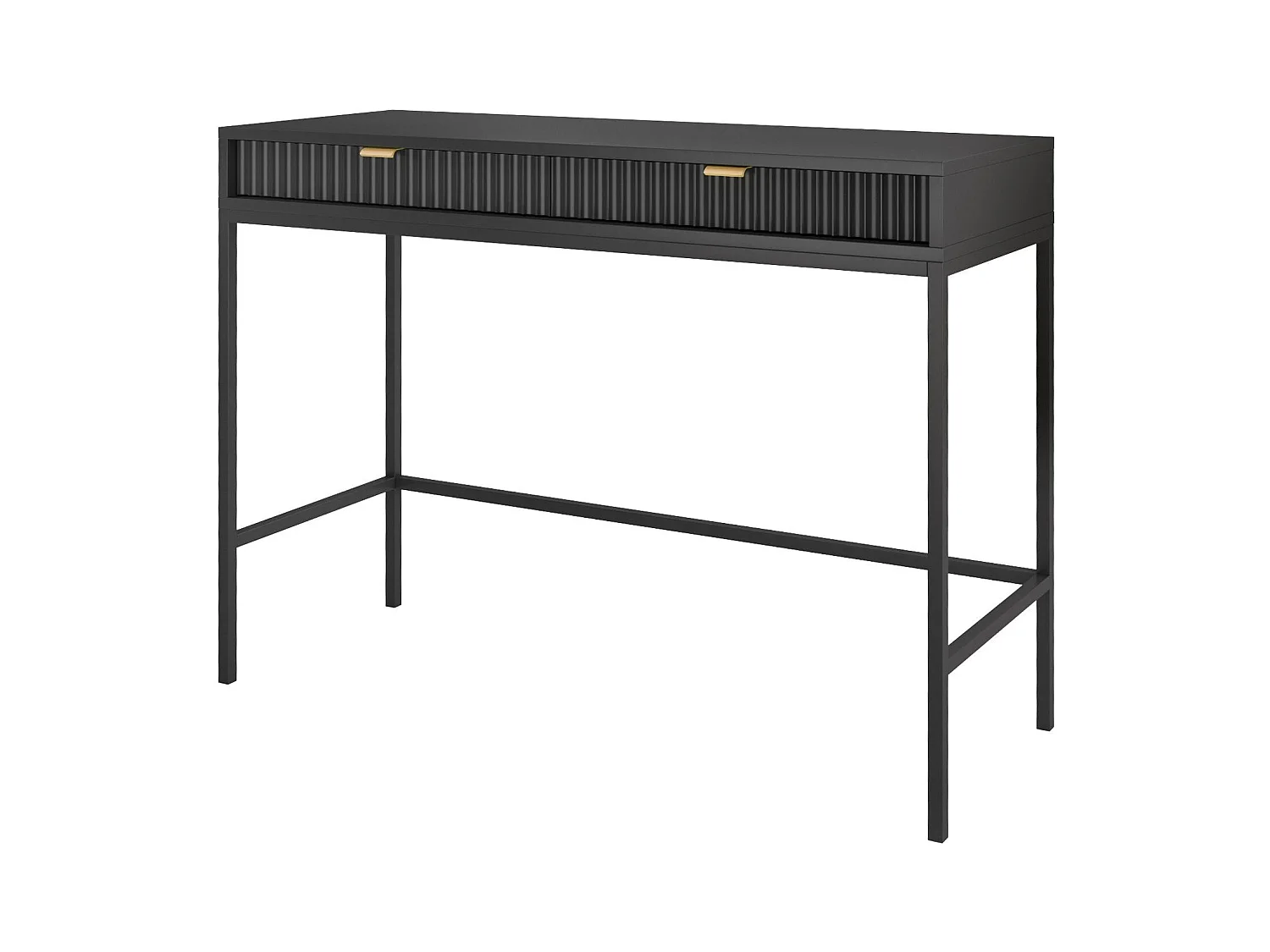 Console 2 tiroirs avec pieds en métal noir 104x78 cm