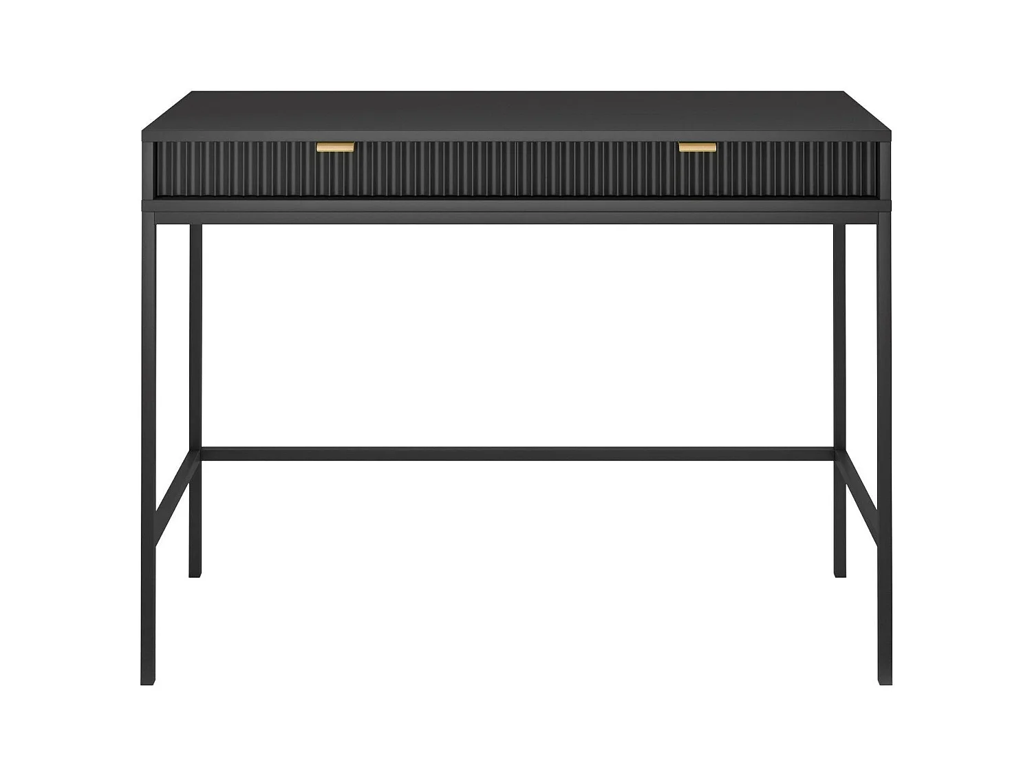 Console 2 tiroirs avec pieds en métal noir 104x78 cm
