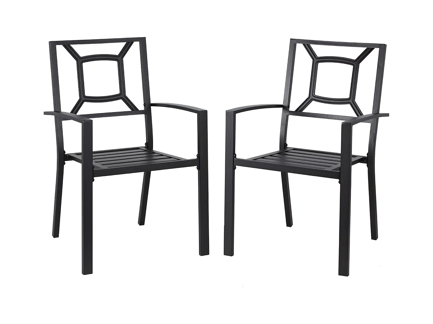 Lot de 2 Chaises de Jardin Empilables - Chaises à Manger en Métal - 46 x 56 x 89 cm - Noir