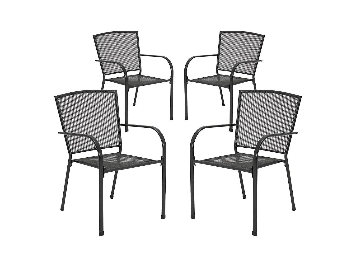 Set aus 4 Stapelbaren Gartenstühlen - Esszimmerstühle aus Metall - 46 x 41 x 86 cm - Grau
