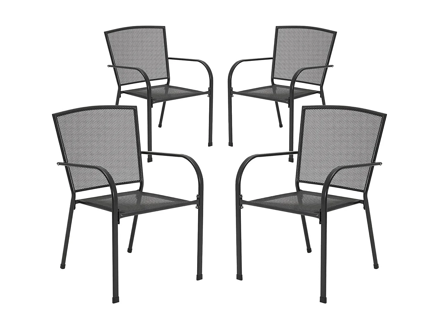 Set aus 4 Stapelbaren Gartenstühlen - Esszimmerstühle aus Metall - 46 x 41 x 86 cm - Grau