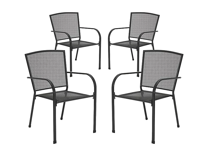 Lot de 4 Chaises de Jardin Empilables - Chaises à Manger en Métal - 46 x 41 x 86 cm - Gris