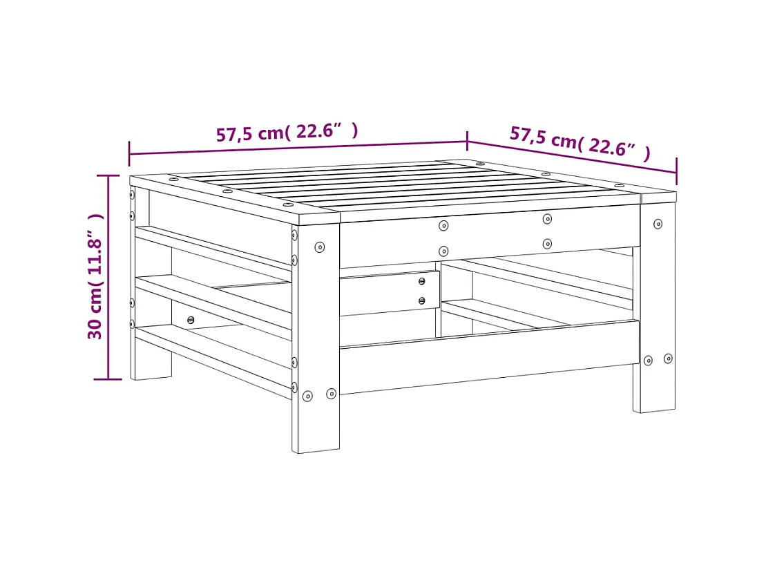 Penny  Repose-pied de jardin bois de pin massif